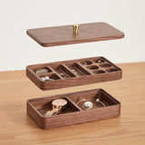 Wooden Jewelry Box Walnut 2 Layer Trinket Box for Watches Bracelets Earrings