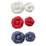 2Pcs Camellia Flower Brooches Lapel Pins for Suit Sweater Coat Dress Banquet White