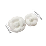 2Pcs Camellia Flower Brooches Lapel Pins for Suit Sweater Coat Dress Banquet White