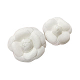 2Pcs Camellia Flower Brooches Lapel Pins for Suit Sweater Coat Dress Banquet White