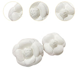 2Pcs Camellia Flower Brooches Lapel Pins for Suit Sweater Coat Dress Banquet White