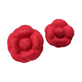 2Pcs Camellia Flower Brooches Lapel Pins for Suit Sweater Coat Dress Banquet Red