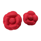 2Pcs Camellia Flower Brooches Lapel Pins for Suit Sweater Coat Dress Banquet Red