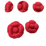 2Pcs Camellia Flower Brooches Lapel Pins for Suit Sweater Coat Dress Banquet Red