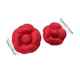 2Pcs Camellia Flower Brooches Lapel Pins for Suit Sweater Coat Dress Banquet Red