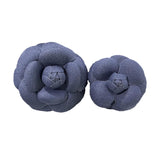 2Pcs Camellia Flower Brooches Lapel Pins for Suit Sweater Coat Dress Banquet Dark Blue