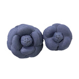 2Pcs Camellia Flower Brooches Lapel Pins for Suit Sweater Coat Dress Banquet Dark Blue