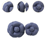 2Pcs Camellia Flower Brooches Lapel Pins for Suit Sweater Coat Dress Banquet Dark Blue