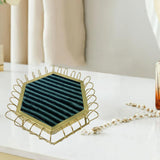 Maxbell Rings Display Tray Showcase Props Ear Studs Organizer for Dresser Store Shop Green