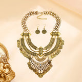 Bohemian Design Choker Necklace with Earrings for Costume Accessories Events Gold