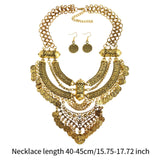 Bohemian Design Choker Necklace with Earrings for Costume Accessories Events Gold