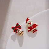 Christmas Earrings Stud Earrings for Xmas Costume Outfit Accessories Holiday Santa and Bell