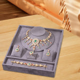 Maxbell Jewelry Organizer Tray for Necklace Rings Bracelet Earrings for Presentation Gray