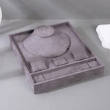 Maxbell Jewelry Organizer Tray for Necklace Rings Bracelet Earrings for Presentation Gray
