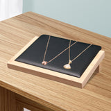 Bamboo Jewelry Display Tray Display Stand Crafts for Countertop Desktop Show Small Black