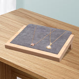 Bamboo Jewelry Display Tray Stand Handcraft Soft for Show Dresser Displaying Small Deep Grey