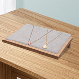 Bamboo Jewelry Display Tray Stand Handcraft Soft for Show Dresser Displaying Large Light Grey