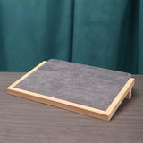 Bamboo Jewelry Display Tray Stand Handcraft Soft for Show Dresser Displaying Large Deep Grey