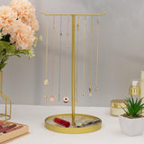 Maxbell Jewelry Display Rack Iron Showcase Dresser T Bar for Pendants Watch Bracelet Gold