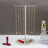 Maxbell Jewelry Display Rack Iron Showcase Dresser T Bar for Pendants Watch Bracelet White