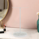 Maxbell Jewelry Display Rack Iron Showcase Dresser T Bar for Pendants Watch Bracelet White