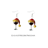 Wine Glass Christmas Earrings Decor Gift Jewelry for Holiday Proms Halloween