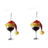 Wine Glass Christmas Earrings Decor Gift Jewelry for Holiday Proms Halloween