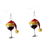 Wine Glass Christmas Earrings Decor Gift Jewelry for Holiday Proms Halloween