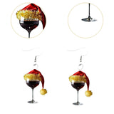 Wine Glass Christmas Earrings Decor Gift Jewelry for Holiday Proms Halloween