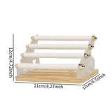 Maxbell Rings Display Stand Unique 4 Tiers Jewelry Organizer for Home Bedroom Vanity White Leather