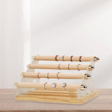 Maxbell Rings Display Stand Unique 4 Tiers Jewelry Organizer for Home Bedroom Vanity Beige Velvet