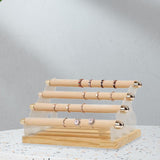 Maxbell Rings Display Stand Unique 4 Tiers Jewelry Organizer for Home Bedroom Vanity Beige Velvet