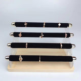 Maxbell Rings Display Stand Unique 4 Tiers Jewelry Organizer for Home Bedroom Vanity Black Velvet