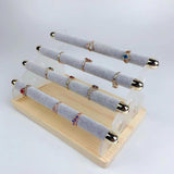 Maxbell Rings Display Stand Unique 4 Tiers Jewelry Organizer for Home Bedroom Vanity Gray Velvet