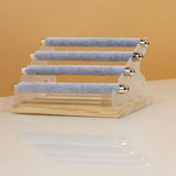 Maxbell Rings Display Stand Unique 4 Tiers Jewelry Organizer for Home Bedroom Vanity Gray Velvet