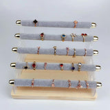 Maxbell Ring Display Stand Women Jewelry Organizer Holder for Home Retail Countertop Gray