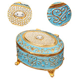 Maxbell Metal Jewelry Box Trendy Desk Trinket Organizer for Pendants Earrings Charms Light Blue