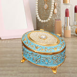 Maxbell Metal Jewelry Box Trendy Desk Trinket Organizer for Pendants Earrings Charms Light Blue