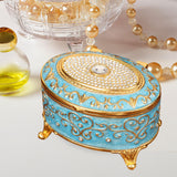 Maxbell Metal Jewelry Box Trendy Desk Trinket Organizer for Pendants Earrings Charms Light Blue