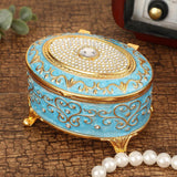 Maxbell Metal Jewelry Box Trendy Desk Trinket Organizer for Pendants Earrings Charms Light Blue