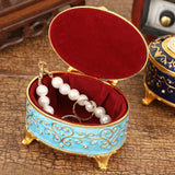 Maxbell Metal Jewelry Box Trendy Desk Trinket Organizer for Pendants Earrings Charms Light Blue