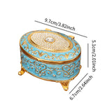 Maxbell Metal Jewelry Box Trendy Desk Trinket Organizer for Pendants Earrings Charms Light Blue