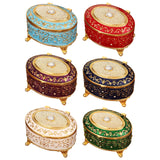 Maxbell Metal Jewelry Box Trendy Desk Trinket Organizer for Pendants Earrings Charms Light Blue