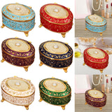 Maxbell Metal Jewelry Box Trendy Desk Trinket Organizer for Pendants Earrings Charms Light Blue