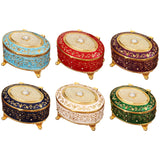 Maxbell Metal Jewelry Box Trendy Desk Trinket Organizer for Pendants Earrings Charms Light Blue