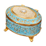 Maxbell Metal Jewelry Box Trendy Desk Trinket Organizer for Pendants Earrings Charms Light Blue