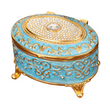 Maxbell Metal Jewelry Box Trendy Desk Trinket Organizer for Pendants Earrings Charms Light Blue