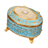 Maxbell Metal Jewelry Box Trendy Desk Trinket Organizer for Pendants Earrings Charms Light Blue