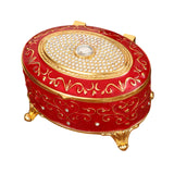 Maxbell Metal Jewelry Box Trendy Desk Trinket Organizer for Pendants Earrings Charms Red