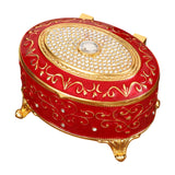 Maxbell Metal Jewelry Box Trendy Desk Trinket Organizer for Pendants Earrings Charms Red